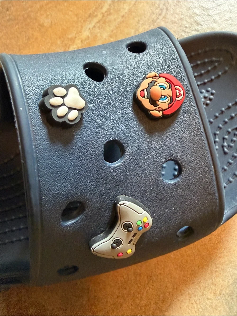 Pair (2) of Boys/Men Crocs Slide Sandals with Charms. Size 9 Men